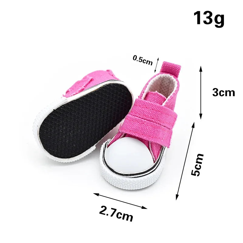 Accesorios BJD 5cm 1/6 Zapatos de muñeca Zapatos hechos a mano para muñecas Mini cordones de lona Accesorios de muñeca Juguetes casuales Regalo para niños
