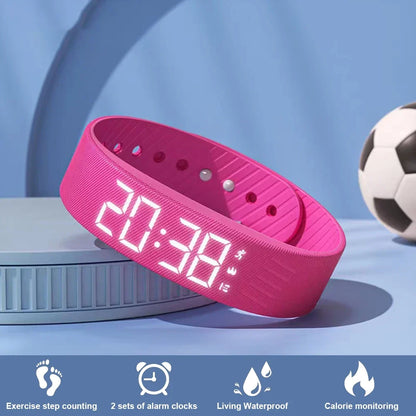 Pulsera inteligente LED digital resistente al agua, reloj inteligente con podómetro para correr, monitor, banda inteligente, alarma de vibración y recordatorio.