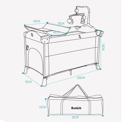 Cuna portátil multifuncional para bebé, cuna plegable con cambiador, mecedora, juego de cama para niños, muebles de dormitorio para niños de 0 a 6 años.