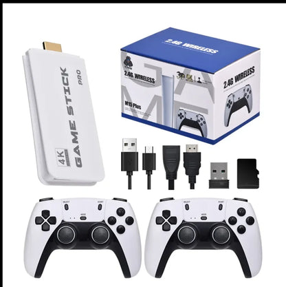 Consola de videojuegos retro mini TV Game Stick 4K con más de 20 000 juegos clásicos integrados, 18 emuladores, mandos inalámbricos portátiles, consola HD