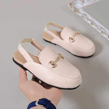 Zapatos para niños, sandalias negras para exteriores, zapatillas para niñas pequeñas, zapatos planos suaves de marca, sandalias de princesa, zapatos sin cordones de verano