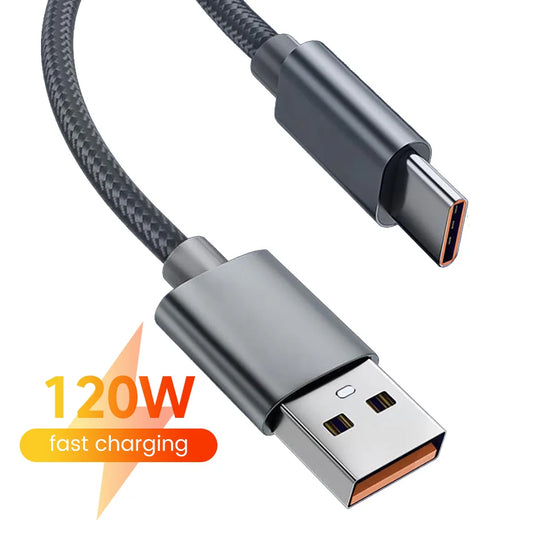 Cable de carga súper rápida de 120 W, cable USB a tipo C, cable USB para teléfono móvil, cable de carga rápida para Xiaomi, Samsung S24, 1 m, 1,5 m y 2 m.