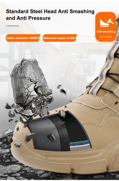 Zapatos de seguridad con punta de acero, antigolpes y antiperforación, con botón giratorio para hombre y mujer