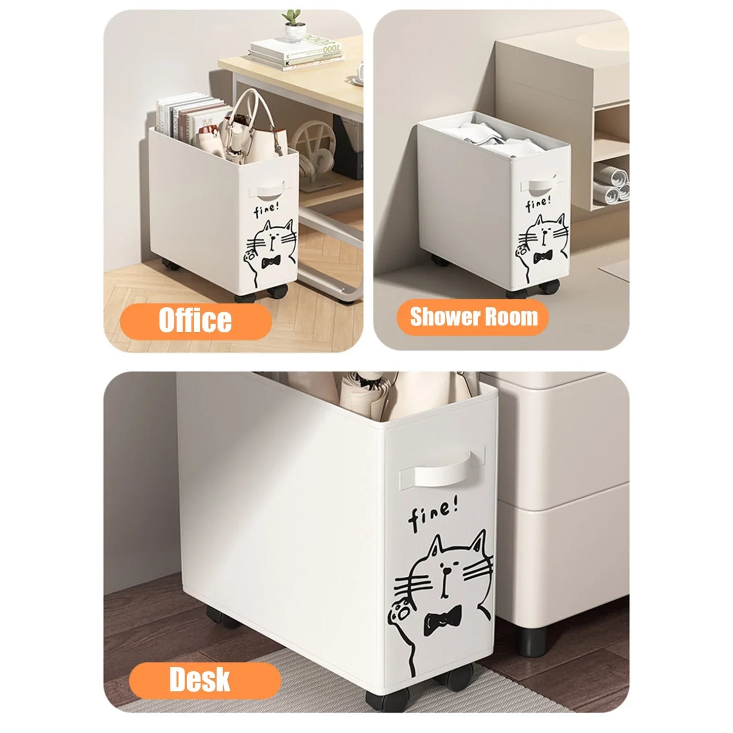 Carrito de oficina debajo del escritorio, cesta de almacenamiento que ahorra espacio y organización sin esfuerzo, adecuado para el hogar y la sala de estar.