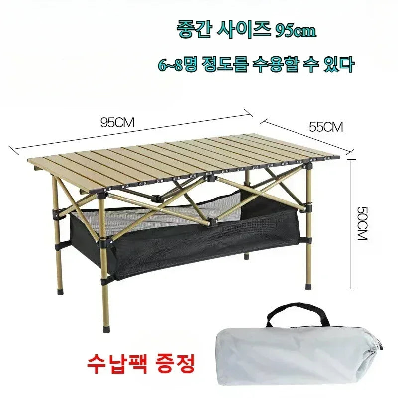 Mesa plegable para acampar al aire libre, mesas de picnic al aire libre, almacenamiento portátil, organizador portátil y liviano, escritorios plegables, mesa enrollable tipo huevo
