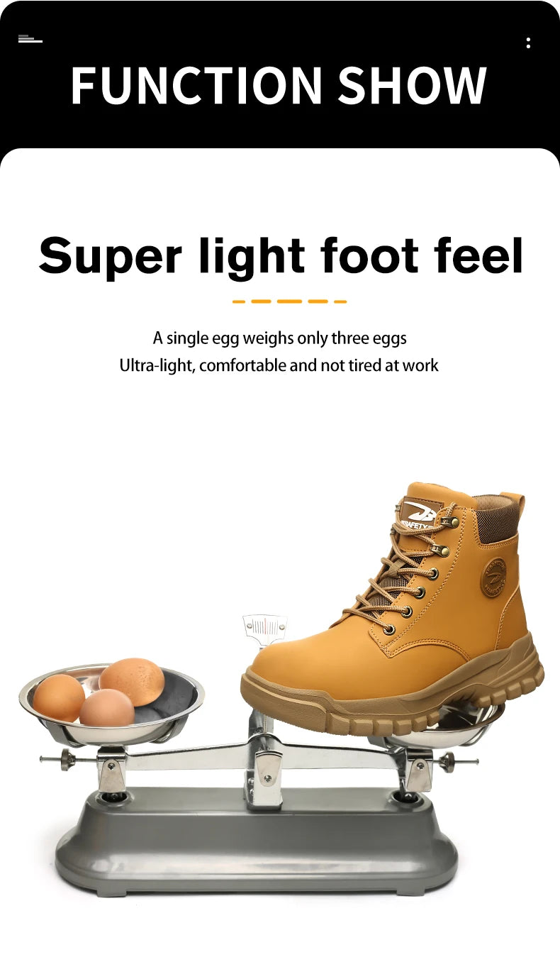 Zapatos con puntera de acero para hombre y mujer, zapatillas ligeras con puntera de acero antiaplastamiento, botas de trabajo indestructibles, calzado de seguridad para la construcción.