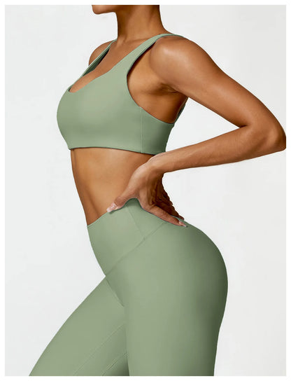 Conjunto de chándal de yoga para mujer, 2 piezas, ropa deportiva para entrenamiento, ropa deportiva, leggings de gimnasio, sujetador de fitness, top corto, trajes deportivos de manga larga