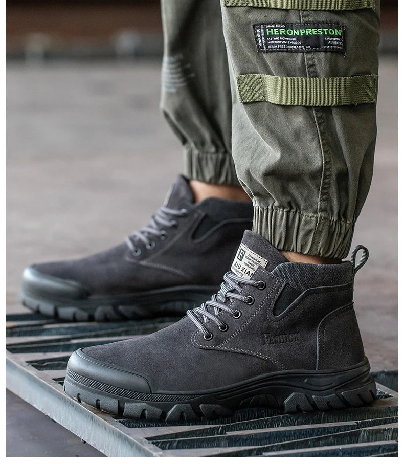 Zapatos de seguridad para hombre, antiperforación, indestructibles, zapatos de trabajo de moda, zapatos de trabajo para exteriores, botas con puntera de acero.