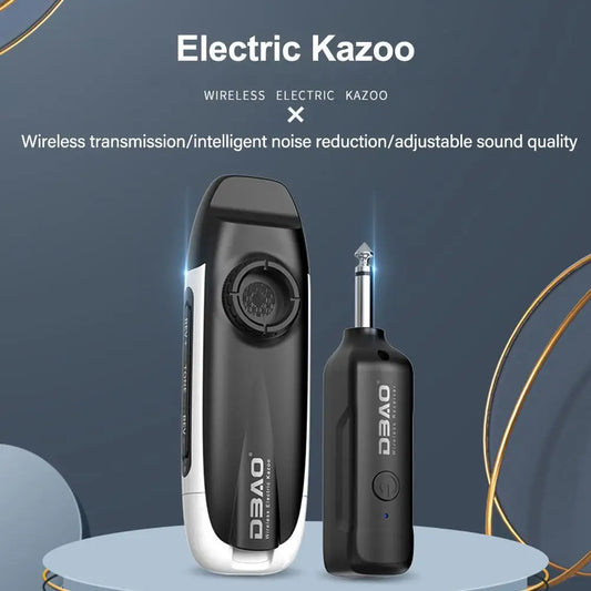 Kazoo eléctrico con receptor, carga USB, instrumento musical profesional, mini kazoo de tono ajustable para conectar altavoz.