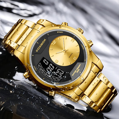 LIGE - Reloj digital de moda para hombre, deportivo, informal, resistente al agua, de cuarzo, cronógrafo de lujo, marca FOXBOX