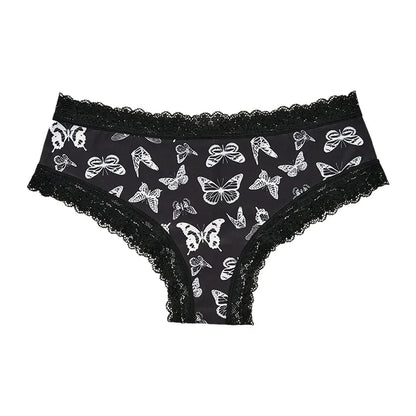 Ropa interior para mujer, bragas sexys con borde de encaje, estilo gótico, lencería con calavera rosa, pantalones triangulares cómodos y transpirables personalizados