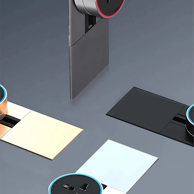 Enchufes de carril ultrafinos integrados, universales, UE, EE. UU., Reino Unido, USB, LED, adaptador eléctrico, riel para electrodomésticos inteligentes de alta gama