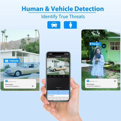 Cámara IP panorámica VIKYLIN compatible con Hikvision, 8 MP, 2 lentes, audio bidireccional, alarma MD2.0, videovigilancia exterior.