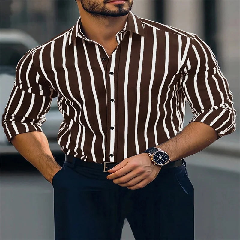 Camisa de hombre de manga larga con estampado digital de patchwork para fiesta, ideal para salir de compras a diario, talla grande 6XL