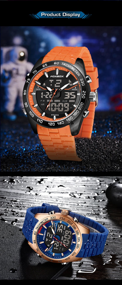 Reloj digital de lujo para hombre FOXBOX, marca superior, modelo 2026 New Business Watch, estilo militar, resistente al agua, a la moda, con movimiento de cuarzo.