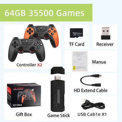 Consolas de videojuegos Velec, controlador inalámbrico doble de 2,4 G, 4K, 20 000 juegos, 64 GB, juegos retro, regalo para TV.