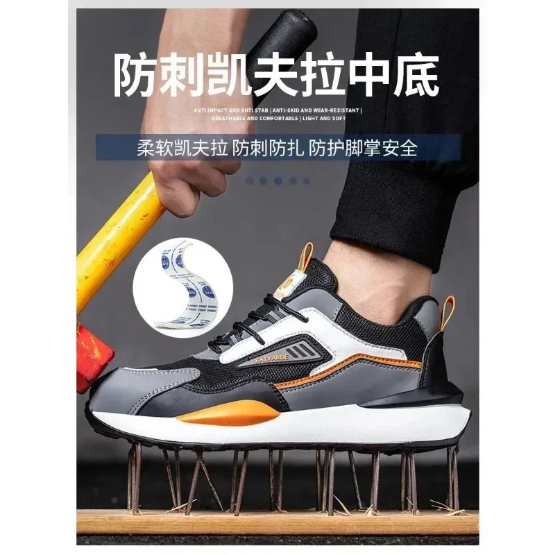 Zapatos de trabajo para hombre nuevos, con punta de acero, antigolpes y antipuñalamientos, transpirables y antideslizantes.