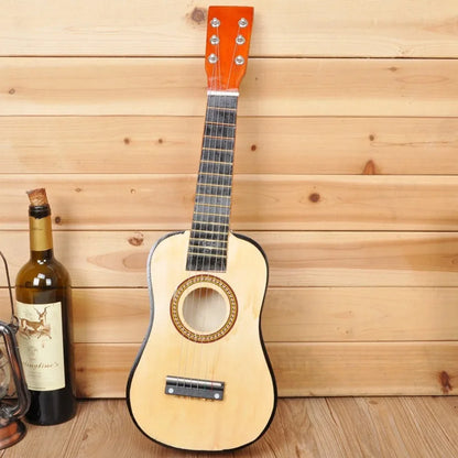 Guitarra infantil de madera maciza con perilla de cuerda ajustable, instrumento infantil multicolor, juguete clásico de alta calidad de sonido.
