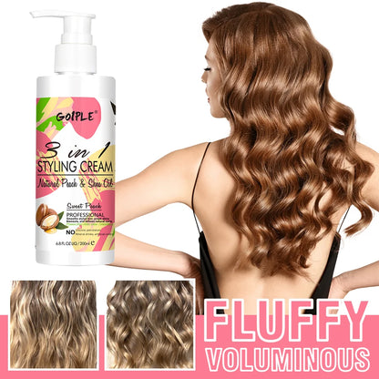 Acondicionador sin enjuague 3 en 1, crema para peinar, elasticidad de rizos, controla el frizz, da brillo al cabello, suaviza, mejora la definición y es ideal para todo tipo de cabello.