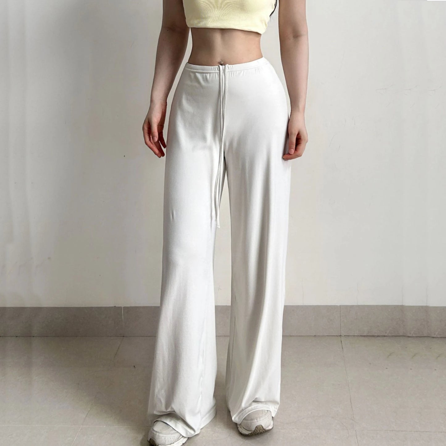 Pantalones de Yoga de Cintura Alta para Mujer, Pierna Ancha, Sueltos, Casuales, Deportivos, para Fitness, Correr, con Cordón Elástico XP207