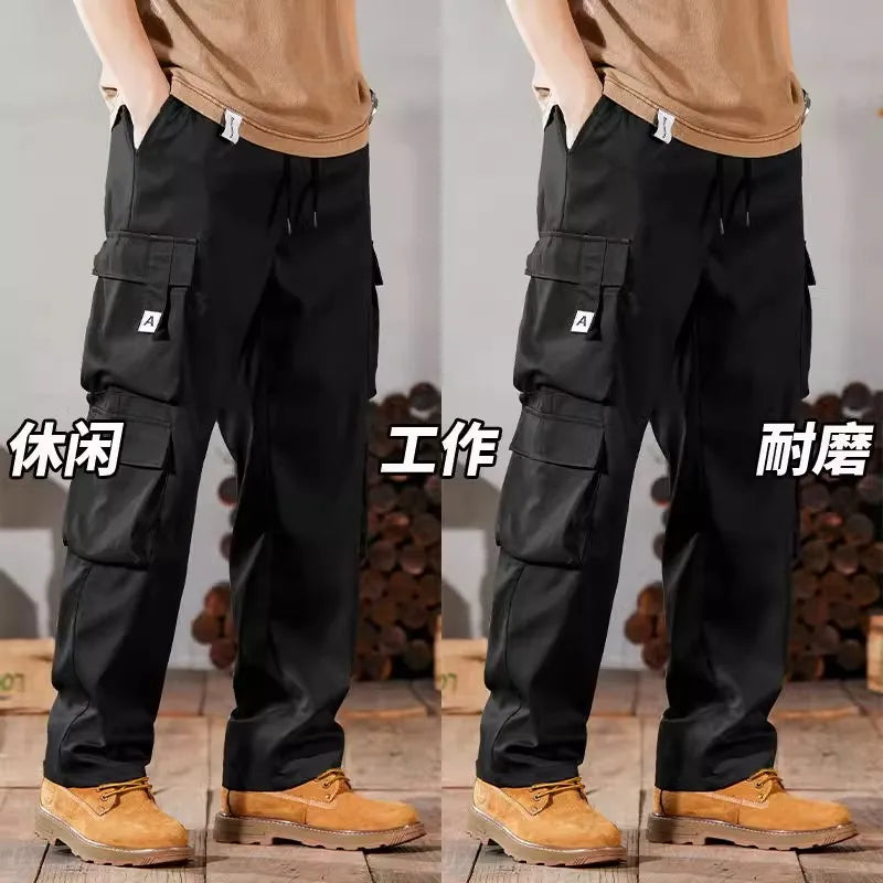 Pantalones de trabajo para hombre de talla grande, modelo 2024, conjunto casual resistente y duradero para la construcción, ideales para el verano. Con puños ajustables.