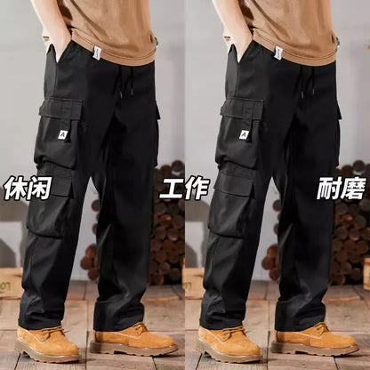 Pantalones de trabajo para hombre de talla grande, modelo 2024, conjunto casual resistente y duradero para la construcción, ideales para el verano. Con puños ajustables.