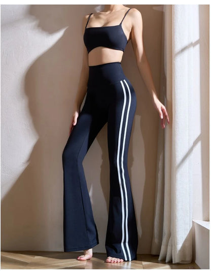 Women Yoga Flare Leggings Fitness Push Up High Waist Wide Leg Workout Pants Gym Elastic Tights Exercise Sport Pant Bell Bottomed