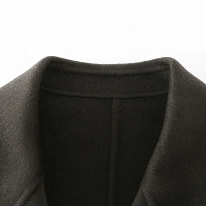 Autumn Winter New 100% Wool Double-sided Wool Coat Men's Korean Suit Collar Wide Fluffy Woolen Coat Simple and Luxurious