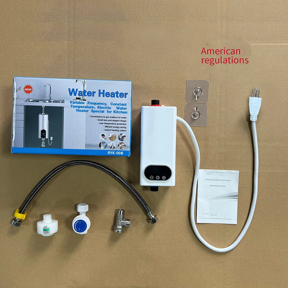 Calentador de agua instantáneo sin tanque de 5500 W con termostato, calentador de inducción, calentadores eléctricos táctiles inteligentes, ducha automática.