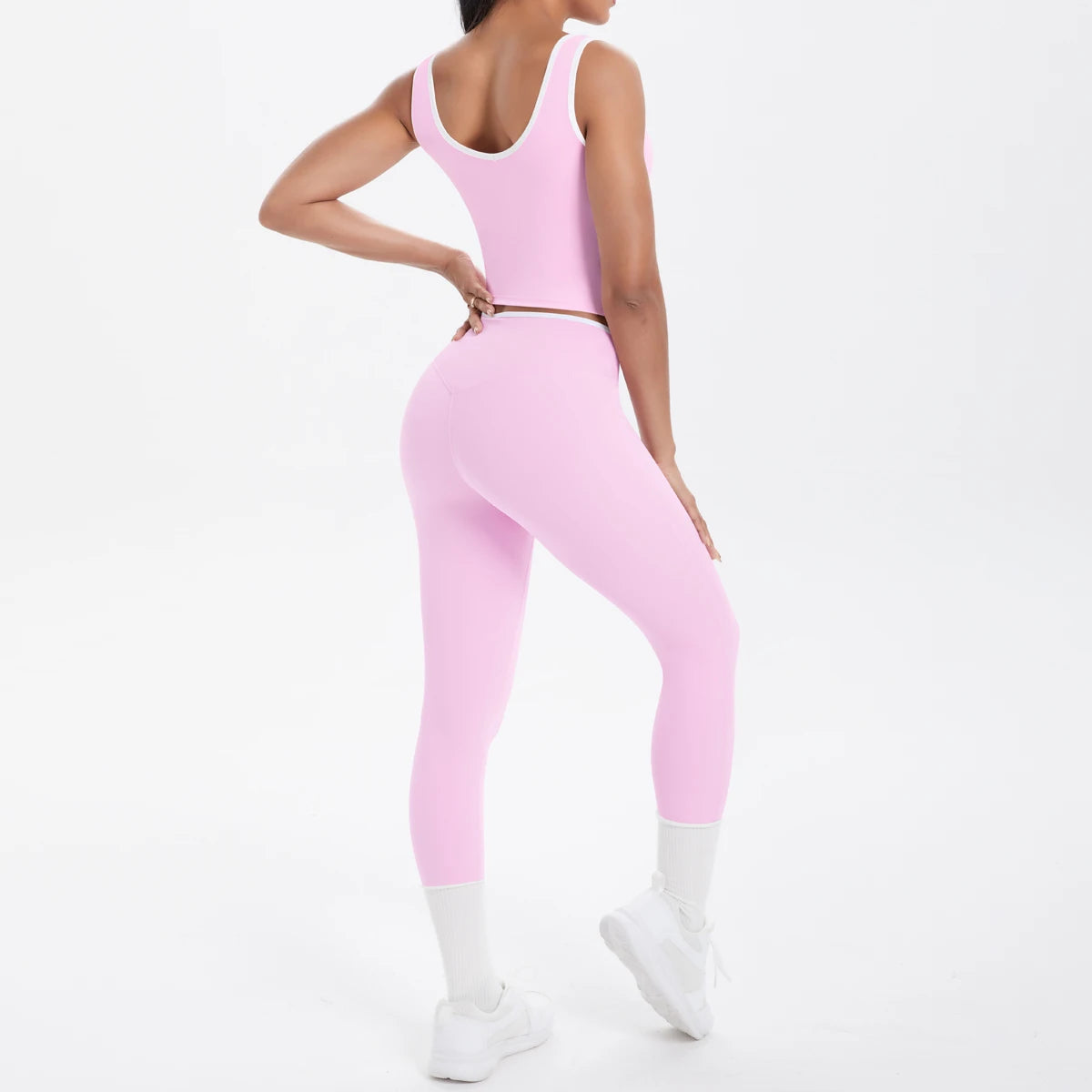 Conjunto de 2 piezas de pantalones de yoga con espalda descubierta y leggings para correr, de cintura alta, con estampado de melocotón y glúteos, para fitness y deportes.