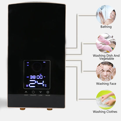 Calentador de agua eléctrico mural con control por voz. Calentador de agua instantáneo para baño, 220-240 V.