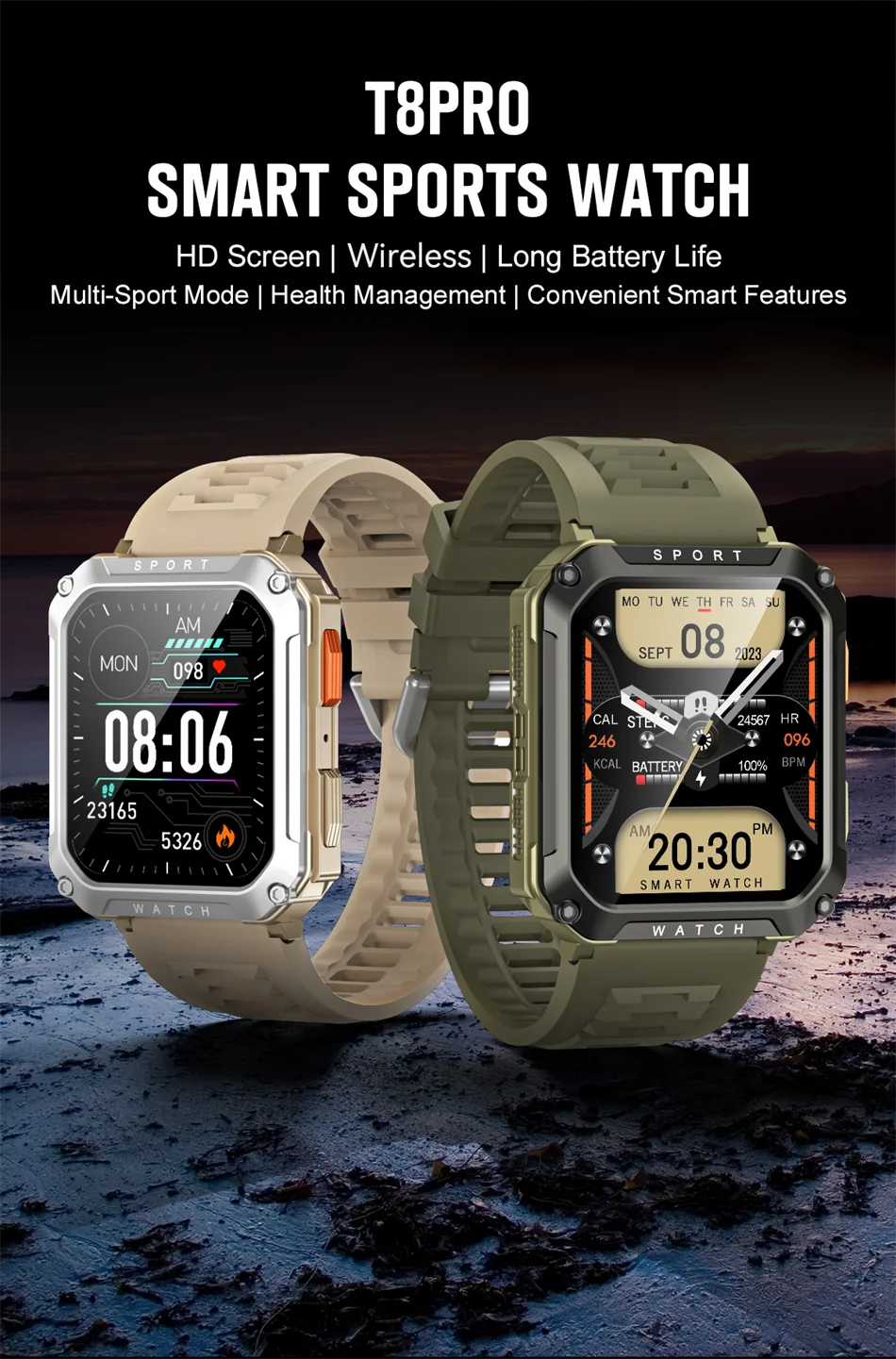 FOXBOX 2025 Reloj inteligente militar para exteriores para hombre, con Bluetooth, llamadas, deportivo, resistente al agua, asistente de voz, reloj de fitness para hombre, nuevo
