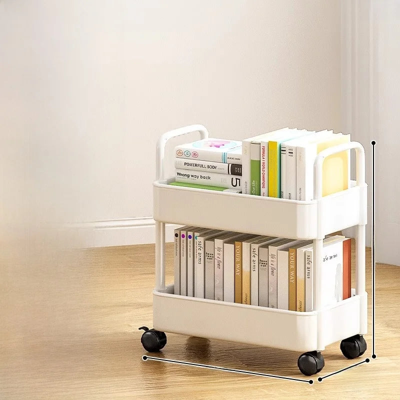 Librería móvil sencilla junto a escritorio con ruedas Escritorio de oficina debajo de almacenamiento en capas Ra Carrito pequeño Estantería de lectura
