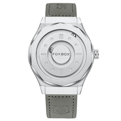 FOXBOX Reloj impermeable para hombre, marca de moda superior, de lujo, con puntero de desplazamiento y fuerza magnética, relojes de pulsera de cuarzo para hombre, Montre Homme