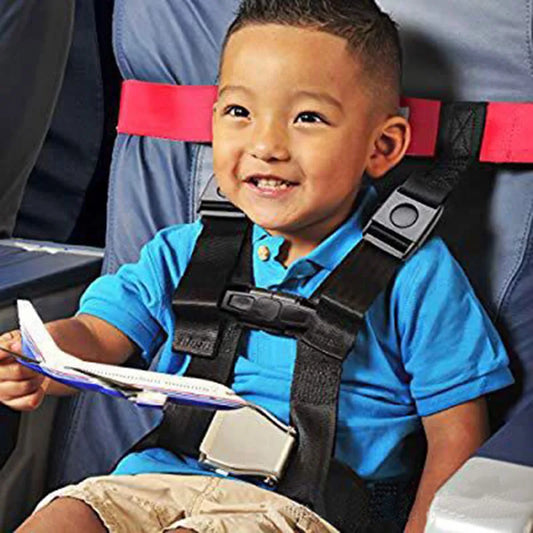 Arnés de seguridad para niños para viajes en avión, sistema de sujeción con arnés de seguridad, fácil de instalar, cinturón de seguridad ajustable para niños.