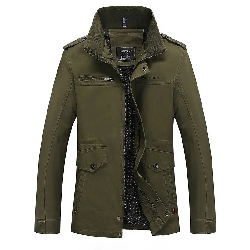 Chaqueta informal de algodón puro lavado para hombre, estilo primavera/otoño, ligera, cortavientos juvenil y a la moda. Abrigo ligero de verano.