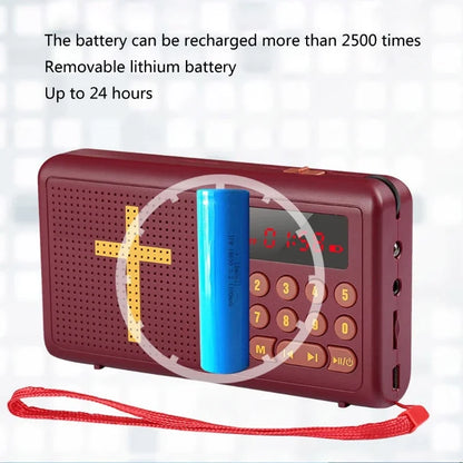 Reproductor de audio de la Biblia recargable con batería King James (versión antigua y nueva), cable de carga USB de 20 Hz y 20 KHz.