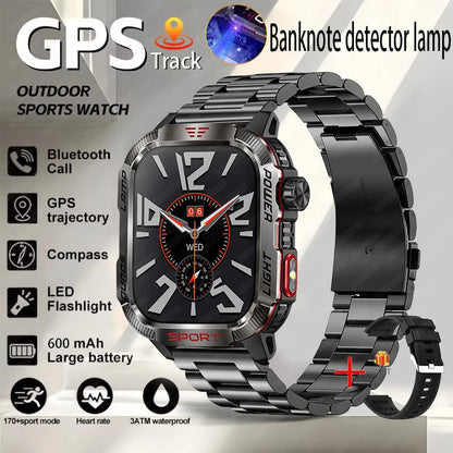 Nuevo reloj inteligente militar con GPS para Huawei y Xiaomi, linterna, brújula, resistente al agua, rastreador deportivo para exteriores, Bluetooth y llamadas.