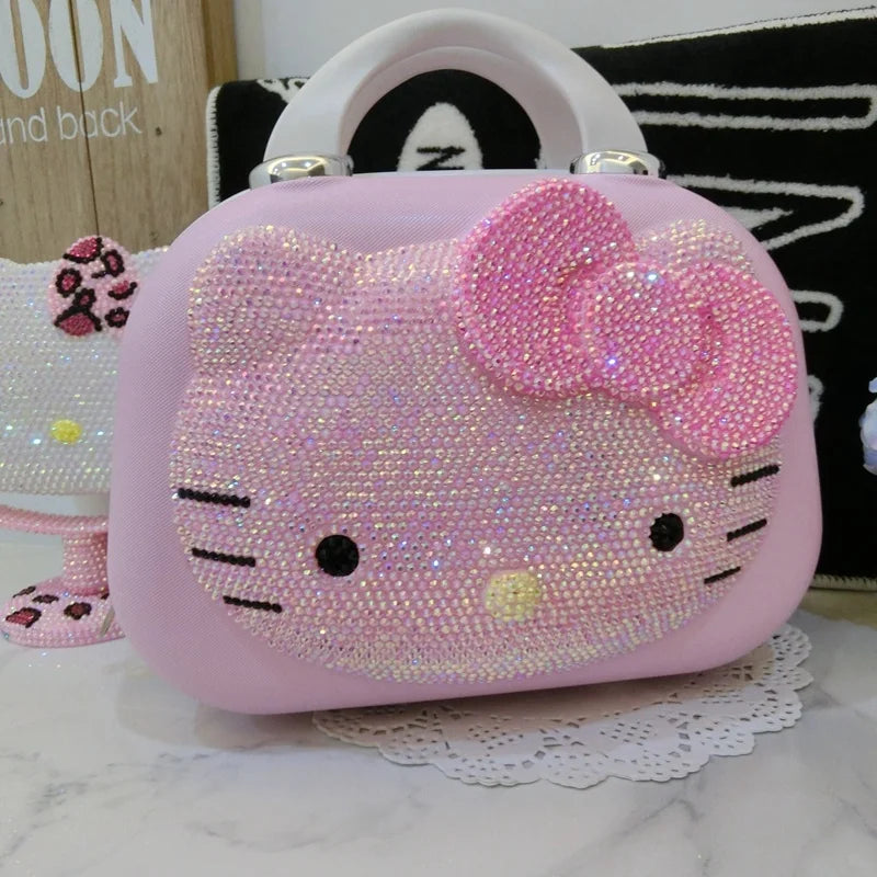 Maleta original de Hello Kitty con dibujos animados, estuche de viaje para cosméticos, gran capacidad, multifuncional, sencilla, con cerradura, bonitos regalos hechos a mano.