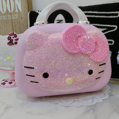 Maleta original de Hello Kitty con dibujos animados, estuche de viaje para cosméticos, gran capacidad, multifuncional, sencilla, con cerradura, bonitos regalos hechos a mano.