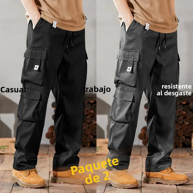 Pantalones de trabajo para hombre de talla grande, modelo 2024, conjunto casual resistente y duradero para la construcción, ideales para el verano. Con puños ajustables.