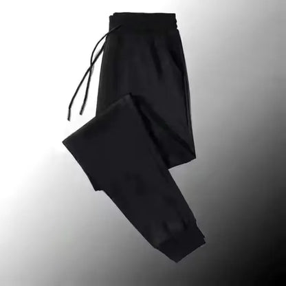 Pantalones deportivos de seda de hielo para hombre, de verano, finos, elásticos, sueltos, informales, transpirables, para correr al aire libre, pantalones largos, talla grande