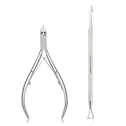 Nailpop - Cortauñas profesional de acero inoxidable, tijeras, alicates, función de quitacutículas, kit de herramientas para manicura y cuidado de uñas
