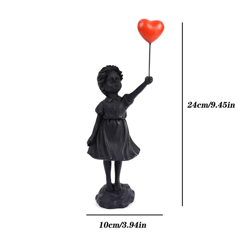Decoración del hogar, decoración de la habitación, escultura creativa de globo de amor para niña, adornos abstractos modernos para el hogar, escritorio, estudio, oficina.
