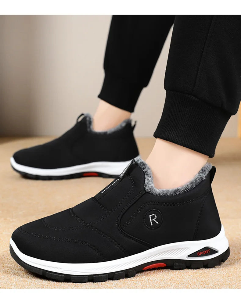 Zapatillas de deporte para hombre, botines de nieve de algodón cálido, zapatos casuales, zapatos de diseñador, botas de nieve impermeables, envío gratuito.