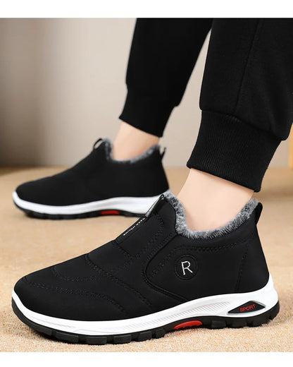 Zapatillas de deporte para hombre, botines de nieve de algodón cálido, zapatos casuales, zapatos de diseñador, botas de nieve impermeables, envío gratuito.