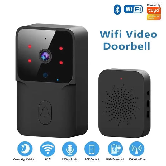 Videoportero inteligente Tuya WiFi para el hogar, inalámbrico, con batería recargable, cámara HD para exteriores y audio y video bidireccional.