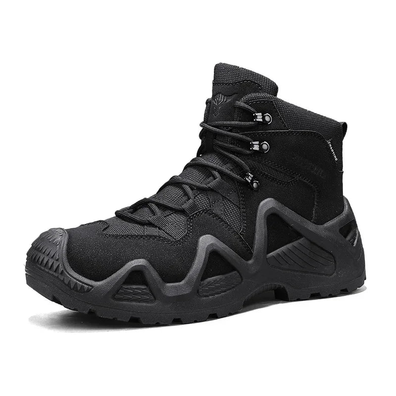Botas de escalada altas para hombre, antideslizantes, de algodón grueso y cálido, con forro polar, para exteriores, otoño/invierno, talla grande