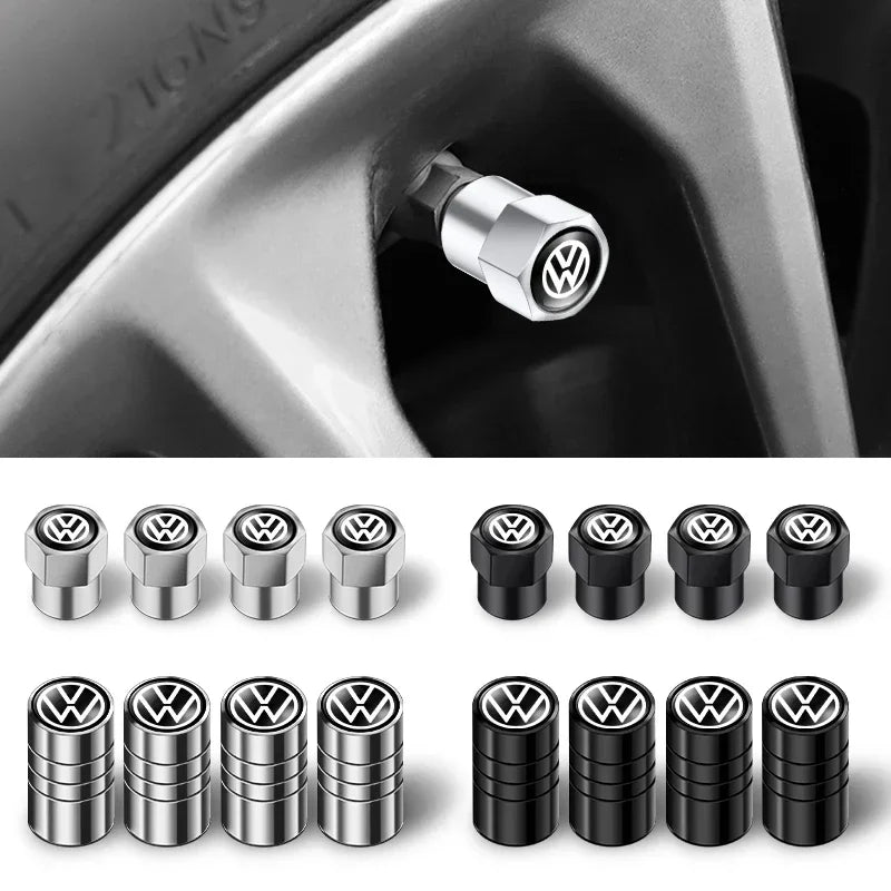 4 tapas de válvula de neumático de coche, emblema de metal, funda para VW, Volkswagen, Golf, Polo, Passat, Touran, accesorios de estilo de coche.