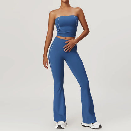 Conjunto deportivo de yoga FUBEIKE para mujer, de verano, color nude, ajustado, con espalda descubierta, ideal para gimnasio, ropa deportiva para mujer, para correr al aire libre.